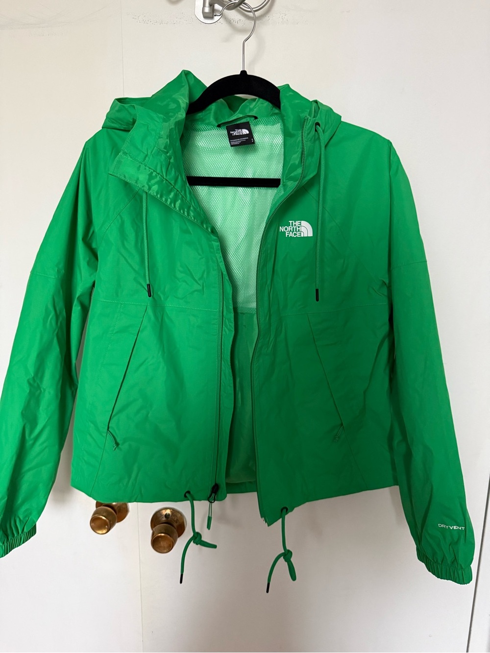 The North Face Bright Green Waterproof Hooded Windbreaker Jacket